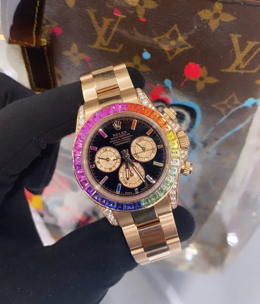 Rolex Daytona Rainbow Rose gold Damn that s Dope WhiteStone Diamonds Whitestone Diamonds